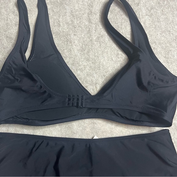Aerie 2 Piece Bikini Set Scoop Padded Top Cheeky Bottoms XL Black Swimwear NWT - Picture 4 of 8